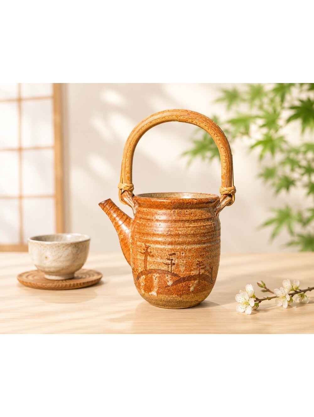 Japanese Vintage 1970s Dobin Teapot Ash Glazed Stoneware, 5x8.5” NO LID